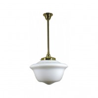 Lighting Inspiration-Victorian 9" / 12" / 16" School House Opal Gloss Rod Pendant - Polished Brass